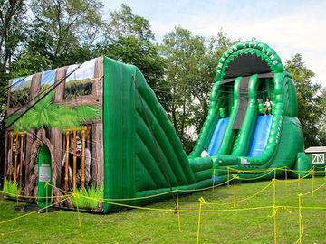 Línea inflable grande de la cremallera del juego interactivo inflable adulto loco con el equipo de reparación