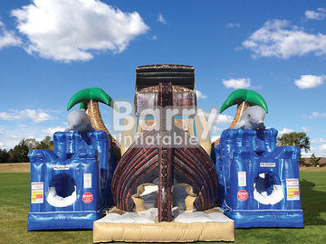Gorila inflable de las carreras de obstáculos de la isla del tesoro del barco pirata inflable de la selva