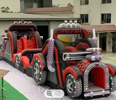 carrera de obstáculos inflable del desafío del coche de carreras de la casa de la despedida del PVC de 0.55m m