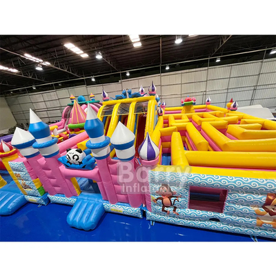 Combo de lonas duraderas Casa de salto con juego Parque temático Laberinto inflable Parque de juegos