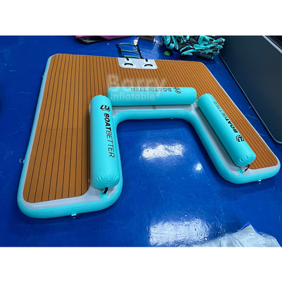 Plataforma flotante de lago de forma U Plataforma de natación inflable Equipo de juego personalizado Isla