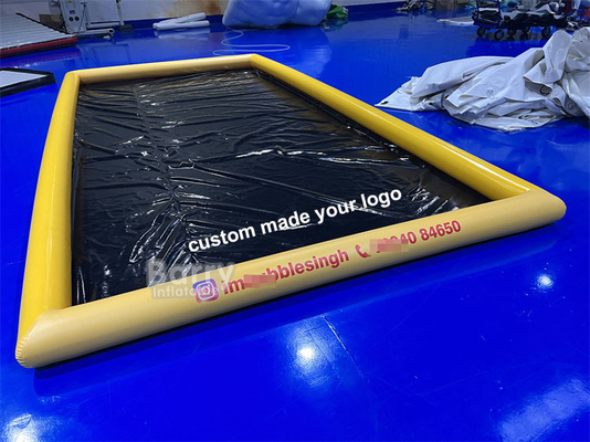 Fácil mantenimiento El tapete de contención de lavado de automóviles inflable amarillo con impresión de logotipo