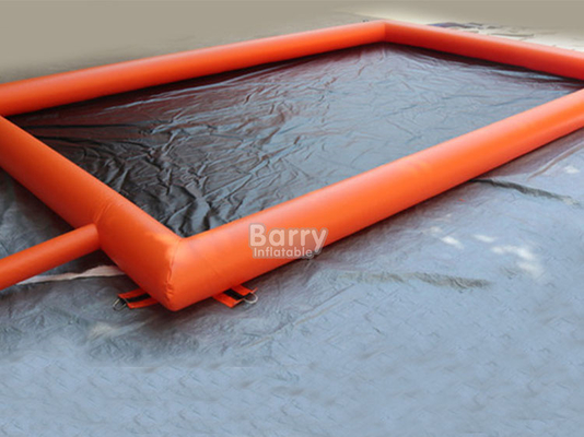 Superficie PVC antideslizante Sí y soldadura por aire caliente Contención de agua naranja colchoneta de lavado de automóviles inflable