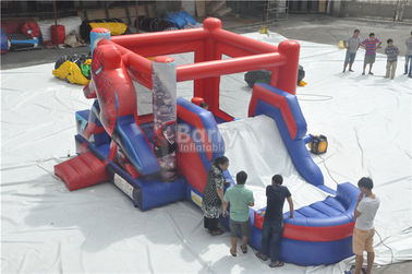 Castillo animoso del hombre araña, gorila inflable redonda combinada con la diapositiva