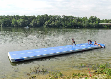 Estera apretada de la yoga del aire de goma liso azul largo, pista de aire inflable flotante para el agua