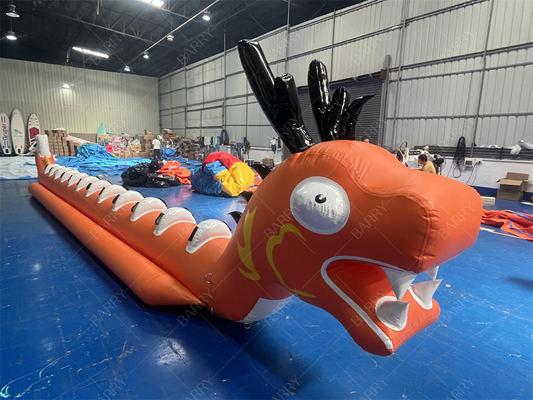 Juego de juguetes acuáticos forma de dragón marino tubo único 12 personas barco de plátano inflable barco volador