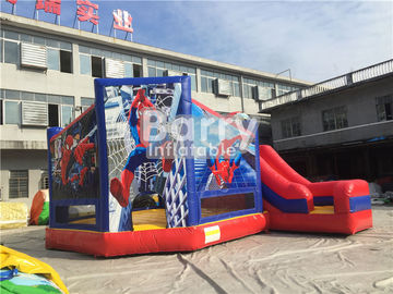 Castillo de salto combinado inflable modificado para requisitos particulares del hombre araña del tamaño con la diapositiva para el parque del parque zoológico