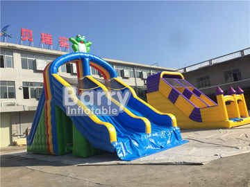 Rana inflable de los toboganes acuáticos de los carriles del doble de la lona del PVC para la piscina