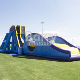 Diapositivas secas y mojadas azules, diapositiva inflable del retroceso de descenso con los carriles dobles para el parque de atracciones