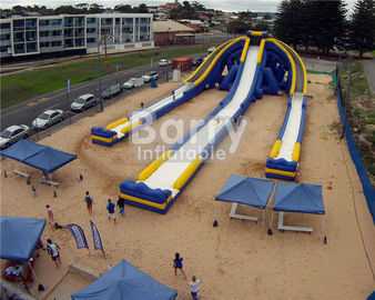Diapositiva inflable gigante impresa logotipo, tobogán acuático inflable de los carriles del hipopótamo tres