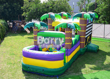 Casa de la despedida del obstáculo del Palm Beach de 30 pies, castillo animoso inflable con el tobogán acuático