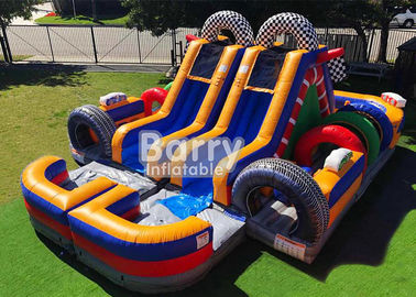 Carrera de obstáculos inflable comercial para los niños/30 pies que compiten con la carrera de obstáculos mojada del día