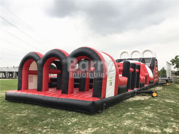 Gran casa comercial roja de la despedida de la carrera de obstáculos, obstáculo inflable del extremo de la precipitación
