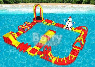 Parque inflable del agua de las combinaciones múltiples, juego inflable del agua del deporte de la aguamarina
