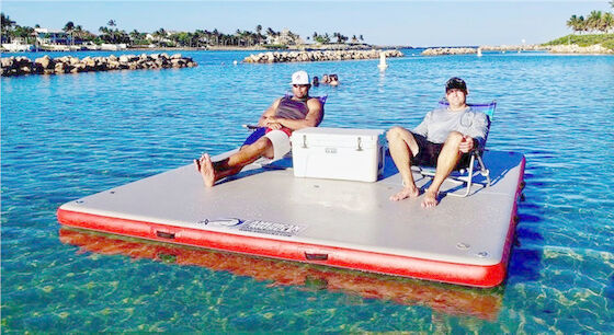 Yoga flotante Mat Inflatable Swim Platform Raft de la isla inflable del PVC