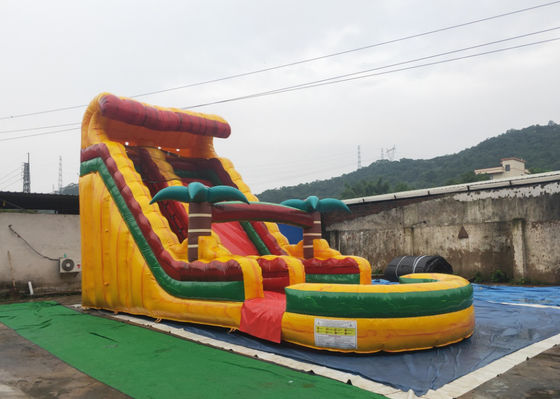 Color amarillo del tobogán acuático inflable mojado casero de la yarda de la lona del Pvc de la diversión