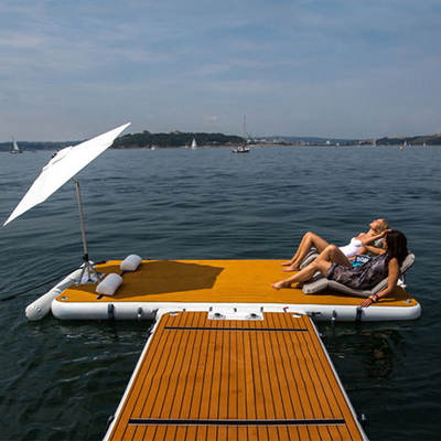 Dique flotante del agua de SCT del grano inflable de Mat Drop Stitch Teak Wood