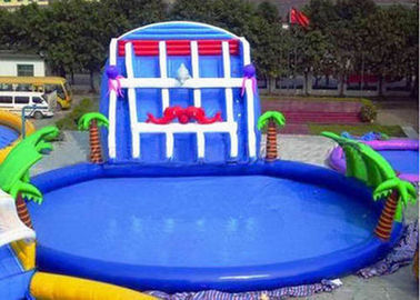 Piscinas inflables de la palmera con la diapositiva, inflable sobre las piscinas de tierra