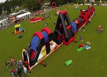 Carrera de obstáculos inflable al aire libre, carrera de obstáculos al aire libre adulta del desafío completo