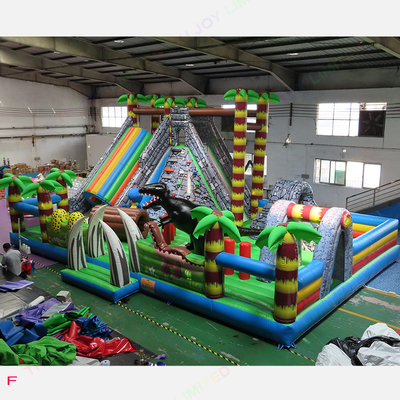 Castillo animoso de la diversión EN71 de la ciudad el 12x8m del tema jurásico inflable de los dinosaurios