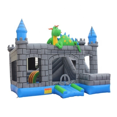PVC Dragon Cartoon Inflatable Jump House Gray Green Color azul de 0.55m m